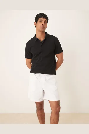ASOS Pantalones cortos blancos de corte ancho de mezcla de lino de