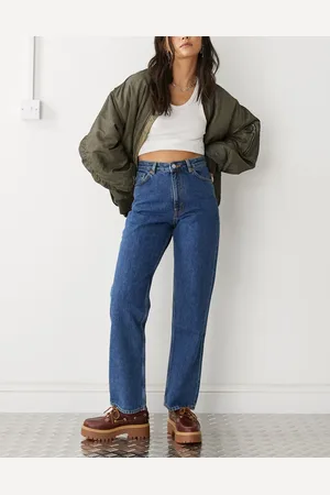 Monki Vaqueros mom azul oscuro de talle alto Taiki de