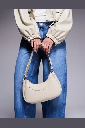 Armani Exchange Bolso de mano color crema redondeado con logo de -Blanco