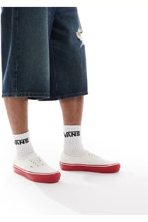 Vans Zapatillas de deporte blancas y rojas premium 44 de Authentic-Blanco