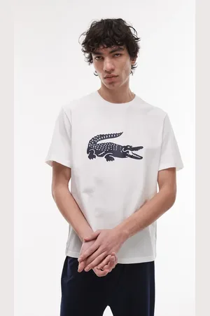 Lacoste Pijama blanco y azul marino con estampado del logo de