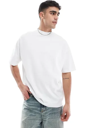 ASOS Camiseta blanca extragrande con cuello alto de tejido grueso de