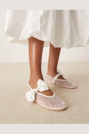 Be Mine Bailarinas blanco marfil con lazo de malla Sally de