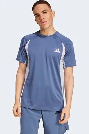 adidas Camiseta azul tinta descolorido con diseño color block Tech Apparel de