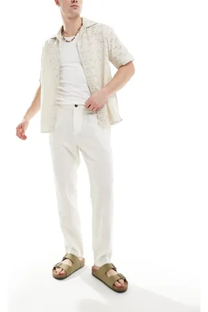 New Look Pantalones color de mezcla de lino de -Blanco