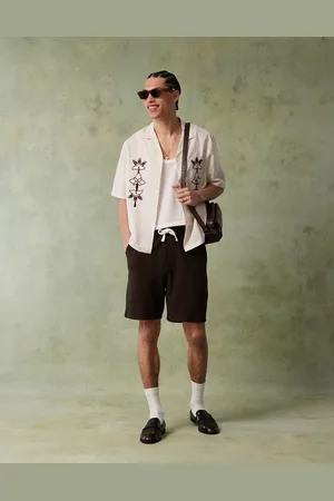 ASOS Camisa color de corte cuadrado extragrande con diseño bordado de -Neutro