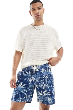 Ralph Lauren Shorts de baño de corte alargado con estampado sombreado de palmeras isleñas con logo de icono de