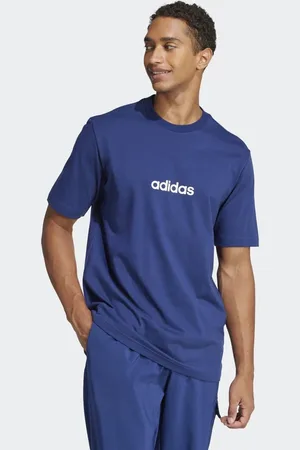 adidas Camiseta azul oscuro y blanca de punto liso Essentials Linear de