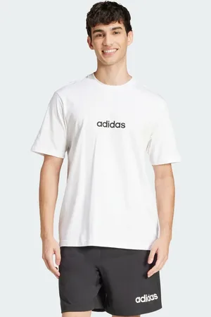 adidas Camiseta blanca y negra de punto liso Essentials Linear de -Blanco