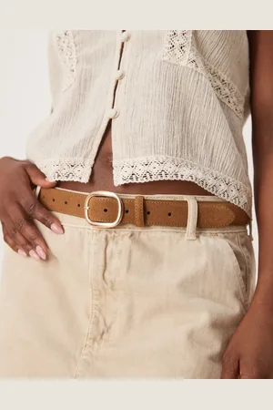 ASOS Cinturón para cadera y cintura color tostado de antelina con hebilla cuadrada de -Marrón