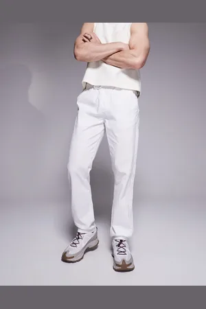 ASOS Pantalones blancos de corte slim de mezcla de lino de