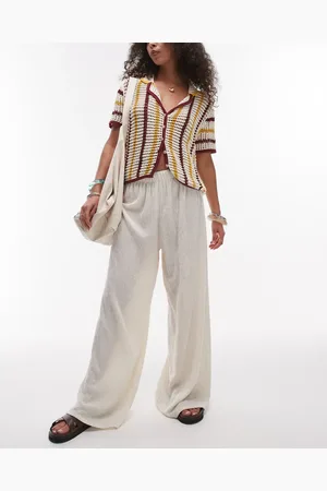 Topshop Pantalones color de pernera ancha de tejido texturizado de -Neutro