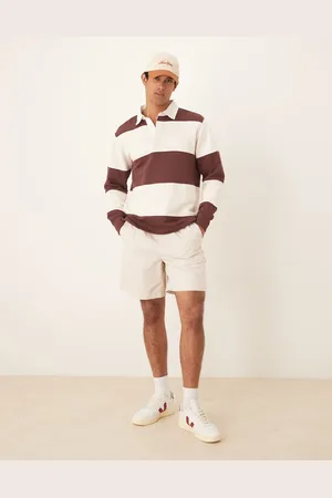 ASOS Pantalones cortos color de corte ancho de mezcla de lino de -Neutro