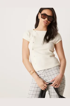 ASOS Camiseta color con detalle de botones de punto texturizado de -Blanco