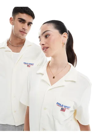 Ralph Lauren Camisa color de manga corta con logo pequeño y bolsillo de algodón afelpado ligero de la colección cápsula Sport de -Blanco