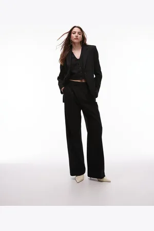 MANGO Pantalones negros clásicos de pernera recta de (parte de un conjunto)
