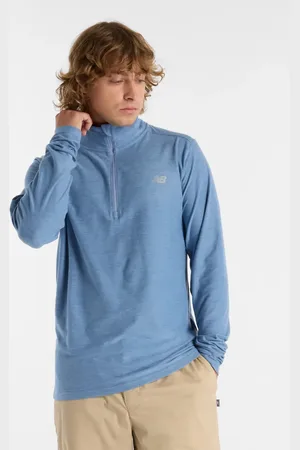 New Balance Sudadera con cremallera corta y diseño de hilos mezclados de