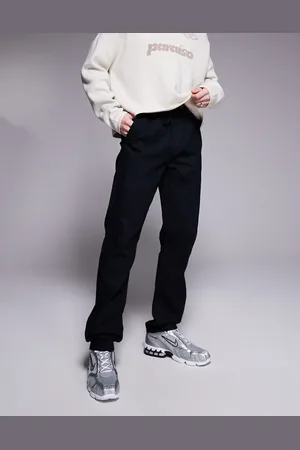 ASOS Pantalones negros de corte slim de mezcla de lino de