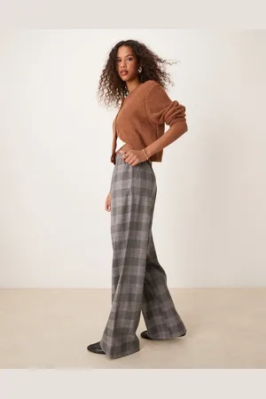Miss Selfridge Pantalones a cuadros de pernera recta y talle medio de -Multicolor