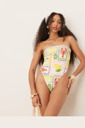 ASOS Bañador con y escote palabra de honor Olive de -Multicolor