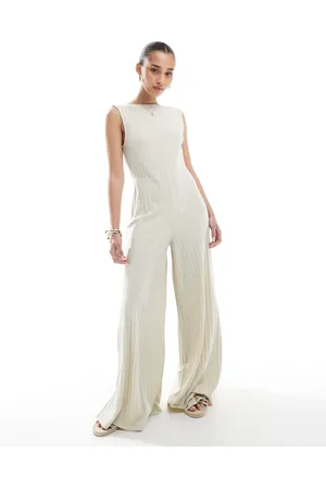 ASOS Mono largo color sin mangas de canalé ancho de -Neutro