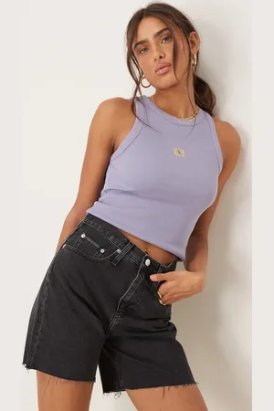 Calvin Klein Pantalones cortos vaqueros de estilo bermudas con lavado negro de