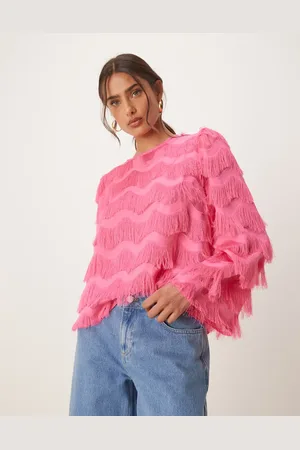 Y.A.S Blusa rosa con mangas acampanadas de tejido texturizado de