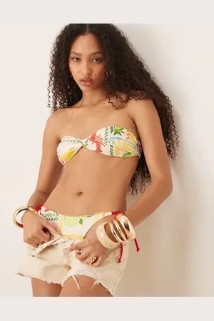 ASOS Top de bikini de estilo palabra de honor con Olive Mykonos de -Multicolor