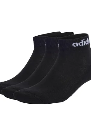 adidas Pack de 3 pares de calcetines tobilleros negros y blancos Linear Cushioned de