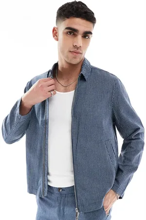 New Look Chaqueta Harrington azul a rayas de mezcla de lino de (parte de un conjunto)