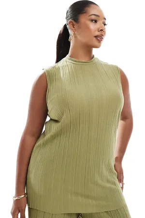 VERO MODA Top caqui plisado sin mangas de (parte de un conjunto)-Verde