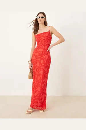 Pretty Lavish Vestido lencero largo con patrón de jacquard y cuello desbocado de
