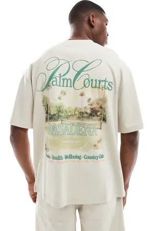 Only & Sons Camiseta beis extragrande con estampado "Courts" en la espalda de -Gris
