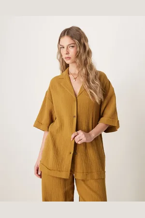 ASOS Camisa color de bambula de (parte de un conjunto)-Verde