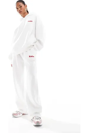 Kaiia Joggers color de pernera ancha con estampado de cerezas en la parte trasera exclusivos de (parte de un conjunto)-Blanco