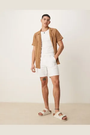 ASOS Pantalones cortos chinos blancos de largo medio y corte pitillo de