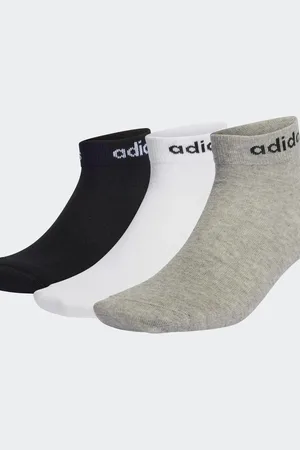 adidas Pack de 3 pares de calcetines tobilleros de color gris medio jaspeado y blanco Think Linear de