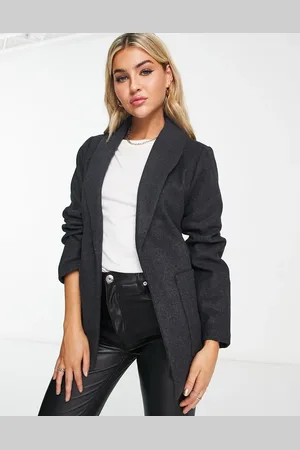 Pieces® Americana gris carbón con lazada en la cintura Alicia de