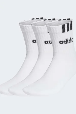 adidas Pack de 3 pares de calcetines deportivos blancos y negros de media caña con 3 rayas Cushioned de