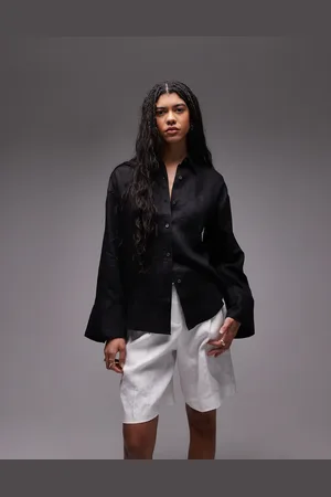ARKET Camisa negra extragrande de lino de