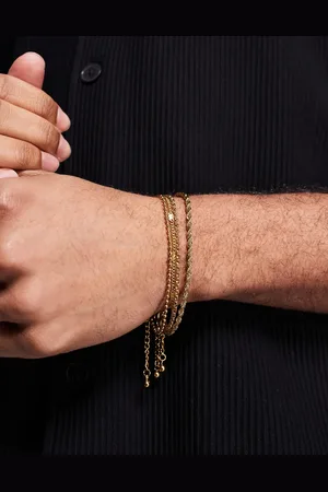 ASOS Pack de 4 pulseras doradas estilo cadenas variadas de acero inoxidable resistente al agua de