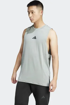 adidas Camiseta verde plateado sin mangas Designed for Training Intensity de