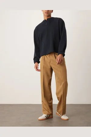 ASOS Pantalones de vestir color de pernera ancha con pinzas delanteras de -Marrón