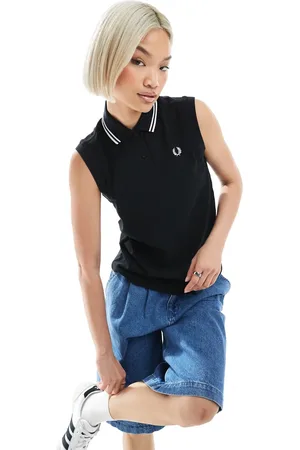 Fred Perry Polo y blanco sin mangas con ribetes dobles de