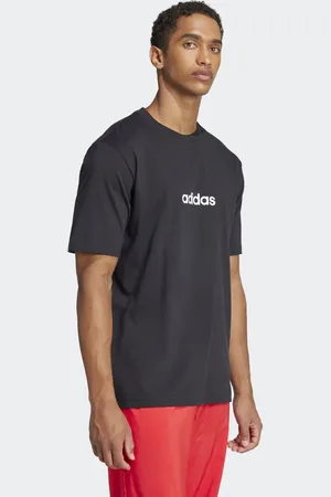 adidas Camiseta negra y blanca de punto liso Essentials Linear de -Negro
