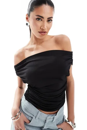 Simmi London Top ceñido con escote Bardot plegado y diseño de doble capa de Simmi