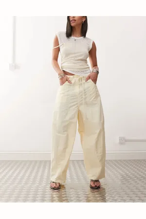 Lioness Pantalones amarillo pastel de pernera barrel con lazada en la cintura de