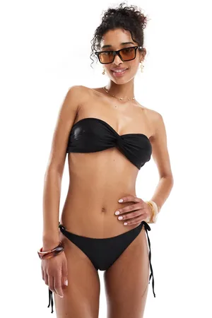 Miss Selfridge Braguitas de bikini negras anudadas a los laterales Mix & Match de