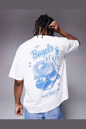 ASOS Camiseta blanca extragrande con estampados gráficos de dibujo de -Blanco