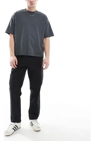 Farah Pantalones negros de corte tapered de lona Hawtin de